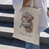 Tote Bag Camel de Noël, personnalisable