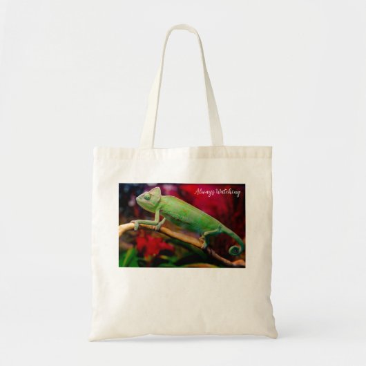 Tote Bag Caméléon vert sur la branche (Devant)