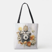 Tote Bag Caméra vintage et fleurs (Dos)