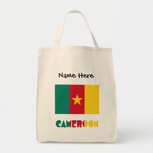 Tote Bag Cameroun - Personnalisation noire du drapeau camer (Devant)
