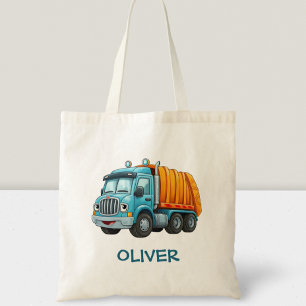 Tote Bag Camion à benne bleu jaune drôle