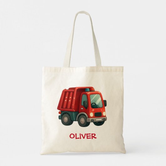 Tote Bag Camion à vidange rouge mignon (Dos)