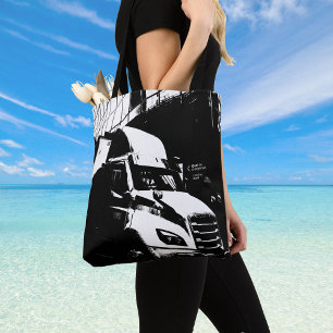 Tote Bag Camion canadien dans un paysage urbain en noir et 