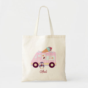 Tote Bag Camion De Crème De Glace De Lapin Bleu Et Rose