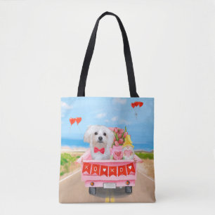 Tote Bag Camion de la Saint-Valentin pour chien maltais