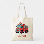 Tote Bag Camion de pompiers et pompier mignons (Dos)