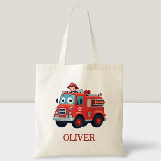 Tote Bag Camion de pompiers et pompier mignons