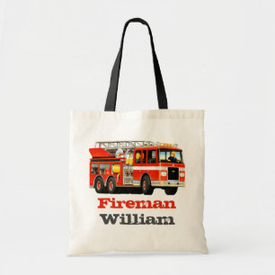 Tote Bag Camion de pompiers nommé fait sur commande du