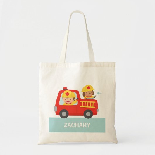 Tote Bag Camion pompier et chien Red Fire Truck pour enfant (Devant)
