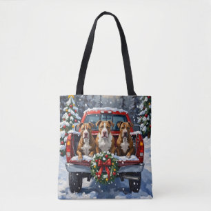 Tote Bag Camion rouge de Noël Pitbull pour les Fêtes