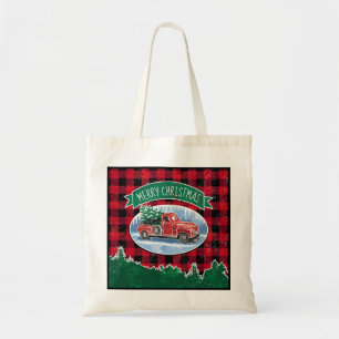 Tote Bag Camion vintage de Noël avec l'arbre décoré d'un