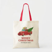 Tote Bag Camion vintage de ramassage rouge Noël (Devant)