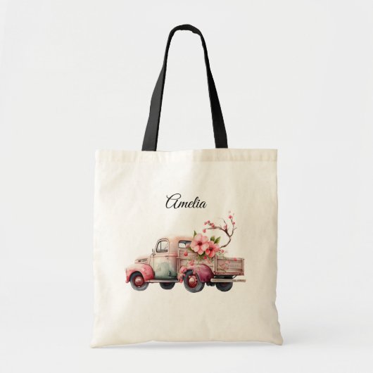 Tote Bag Camion Vintage rose (Devant)