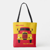 Tote Bag Camionnette Rouge Rétro Camionnette Jaune (Dos)