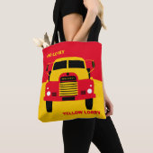Tote Bag Camionnette Rouge Rétro Camionnette Jaune (De près)