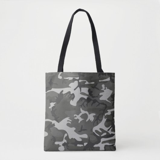 Tote Bag Camo Camouflage Abstrait Gris Moderne (Devant)