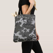 Tote Bag Camo Camouflage Abstrait Gris Moderne (De près)