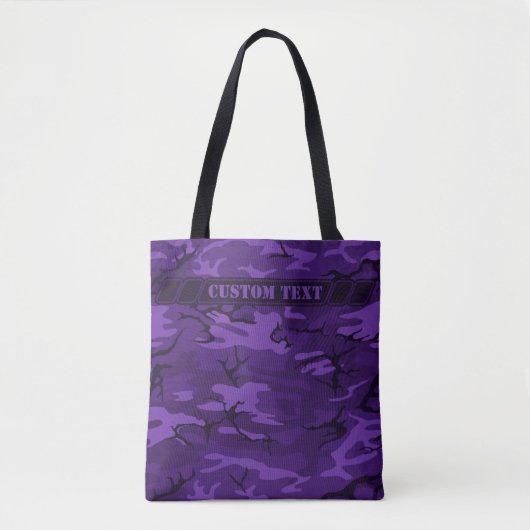 Tote Bag Camo Fourre-tout violet foncé avec texte personnal (Devant)