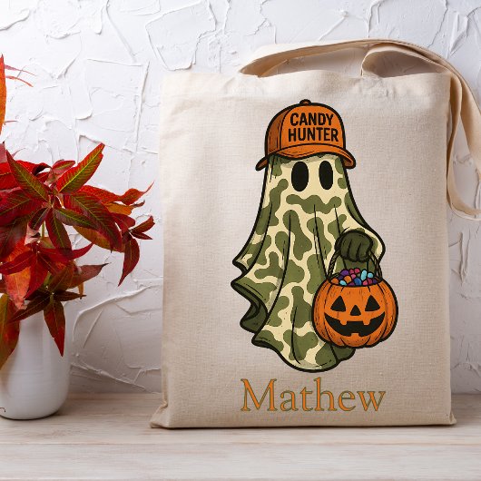 Tote Bag Camo Halloween Ghost Candy Hunter Trick Ou Treat