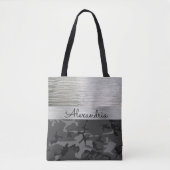 Tote Bag Camo noir Shimmer Silver Personnalisé (Devant)
