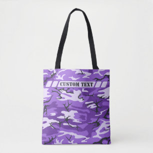 Tote Bag Camo pourpre Fourre-tout avec le texte fait sur