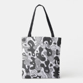 Tote Bag camouflage abstrait style doodé, noir (Dos)