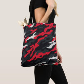Tote Bag Camouflage blanc gris rouge Motif Camo (De près)