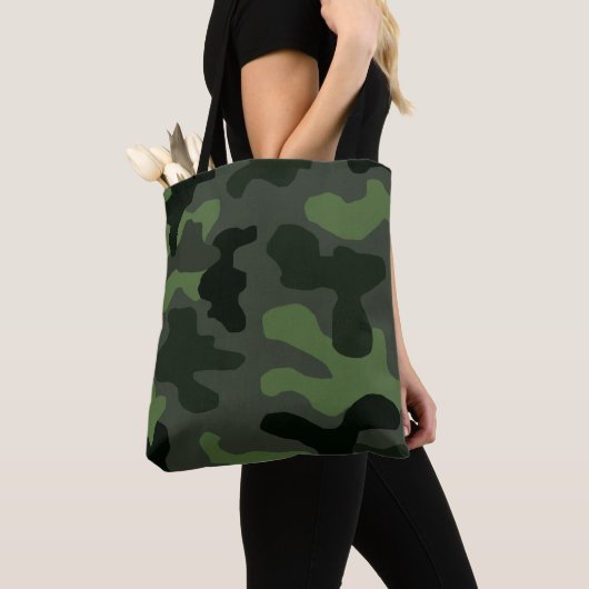 Tote Bag camouflage gris vert foncé no.14 imprimer (De près)