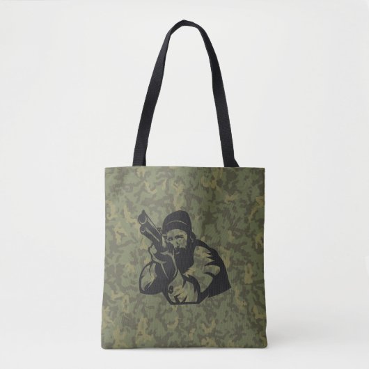 Tote Bag Camouflage Hunter Visage Illustration Design (Devant)