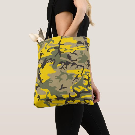 Tote Bag Camouflage jaune et vert, Militaire, Armée (De près)