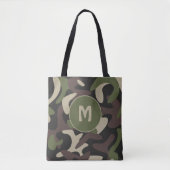 Tote Bag Camouflage militaire Vert Motif Brown Monogramme (Devant)