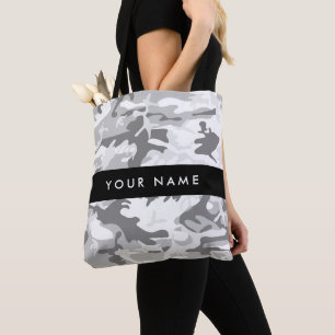 Tote Bag Camouflage neige hivernale grise Personnalisez vot