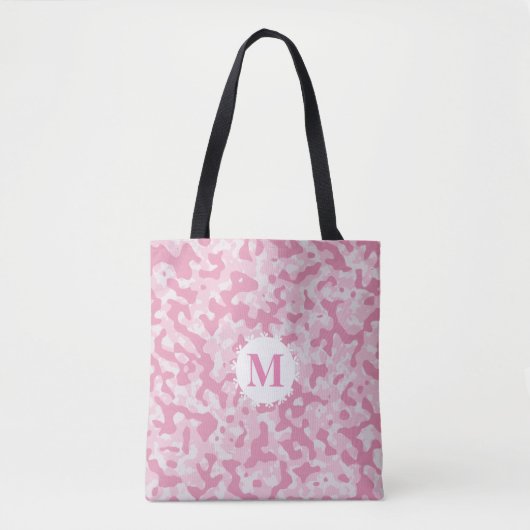 Tote Bag Camouflage rose Monogramme initial (Devant)