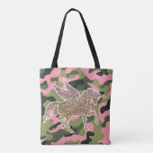 Tote Bag Camouflage rose vert & Parties scintillant or Unic (Dos)