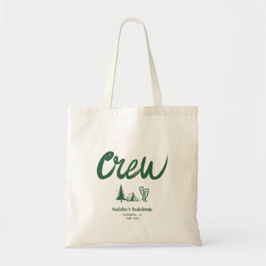Tote Bag Camp Bachelorette Crew Main Draw Écriture Vert (Devant)