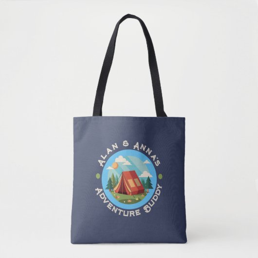 Tote Bag Camp d'aventure familial personnalisé - Nom person (Devant)