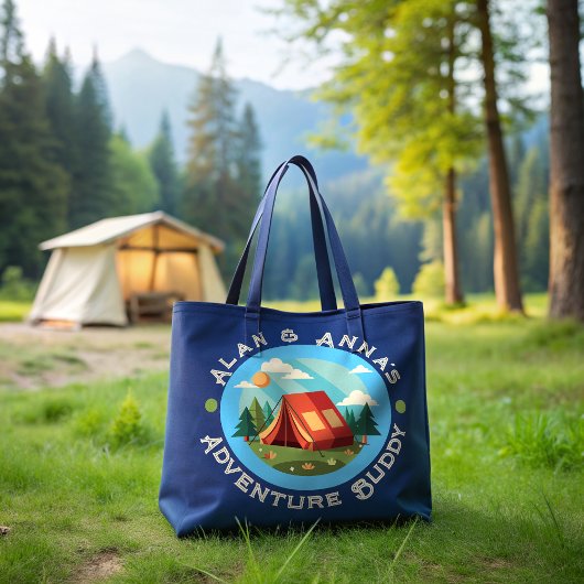 Tote Bag Camp d'aventure familial personnalisé - Nom person