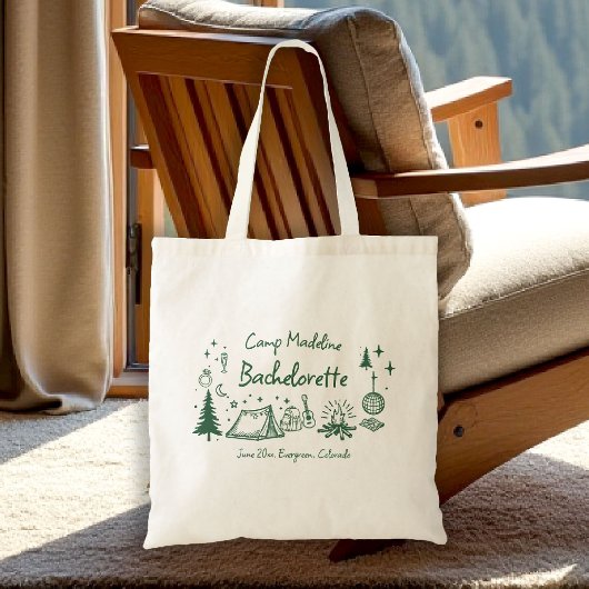 Tote Bag Camp de Bachelorette Camping Écriture Dessinée à l