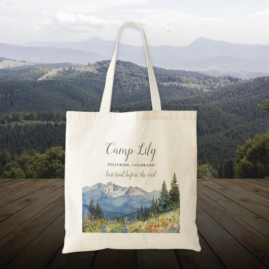 Tote Bag Camp de vacances de Bachelorette Mountain randonné