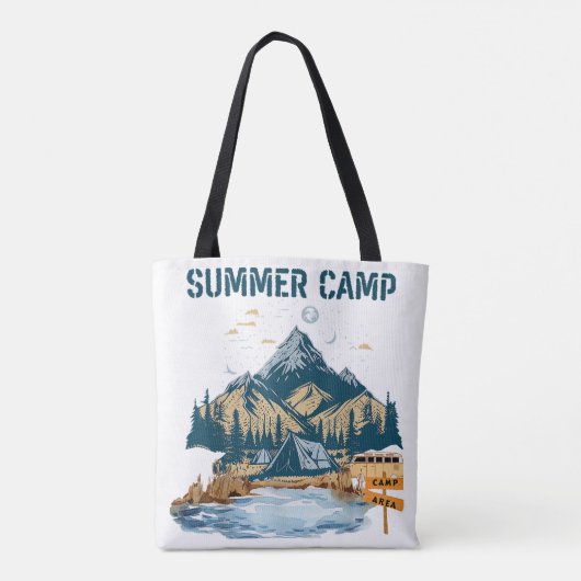 Tote Bag Camp d'été de conception simple (Dos)
