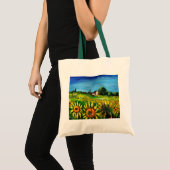 TOTE BAG CAMPAGNE ET TOURNESOLS EN TOSCANE - (Devant (produit))