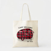 Tote Bag Camper Rustic Red Buffalo Plaid Monogram (Devant)