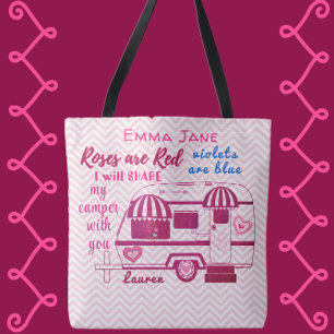Tote Bag Camper vintage Travel Trailer Valentine's Day