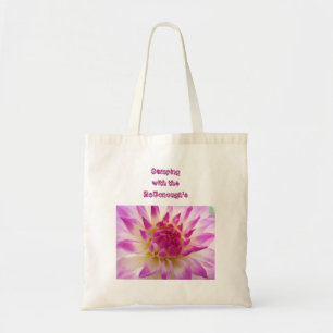 Tote Bag Camping avec la fleur de dahlia Your Custom Name