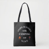 Tote Bag Camping de fond et les paroles de vin (Devant)