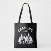 Tote Bag Camping est ma thérapie drôle slogan de camper (Devant)