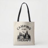 Tote Bag Camping est ma thérapie drôle slogan de camper (Devant)