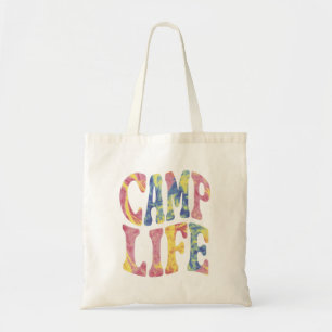 Tote Bag Camping Filles d'été Camp Life Tie-Die Rétro 