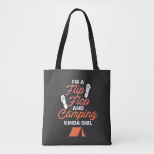 Tote Bag Camping -  Flip Flop Et Fille De Camping