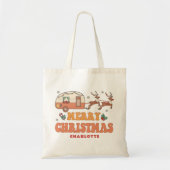Tote Bag Camping Joyeux renne de Noël Nom personnalisé (Devant)